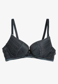 Renee - Ciemnozielony Biustonosz o Fasonie Push Up Ozdobiony Koronką i Cyrkoniami Topazia. Kolor: zielony. Materiał: koronka. Rodzaj stanika: push-up. Wzór: aplikacja, koronka #3