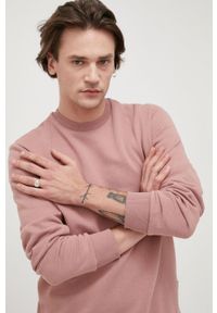 Only & Sons bluza męska kolor różowy gładka. Kolor: różowy. Materiał: dzianina, bawełna. Wzór: gładki #5