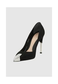 Alexander McQueen - ALEXANDER MCQUEEN Czarne damskie szpilki zamszowe, Rozmiar 37. Nosek buta: okrągły. Kolor: czarny. Materiał: zamsz. Wzór: aplikacja. Obcas: na szpilce. Wysokość obcasa: średni