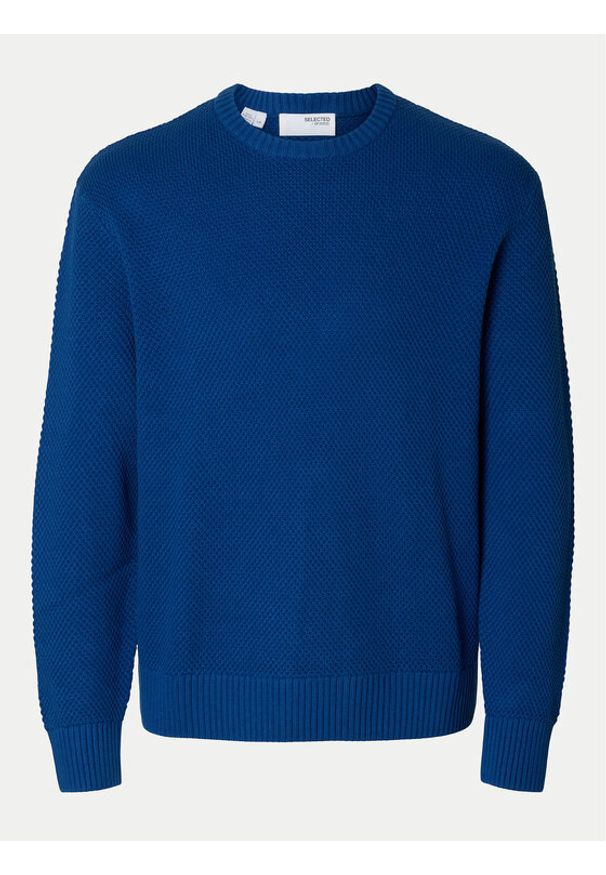 Selected Homme Sweter 16094552 Niebieski Relaxed Fit. Kolor: niebieski. Materiał: bawełna