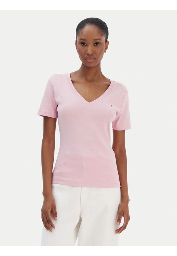 TOMMY HILFIGER - Tommy Hilfiger T-Shirt New Cody WW0WW40584 Różowy Slim Fit. Kolor: różowy. Materiał: bawełna