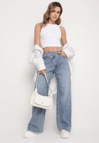 Born2be - Niebieskie Casualowe Jeansy o Szerokim Kroju Tensurea. Okazja: na co dzień. Kolor: niebieski. Styl: casual #6