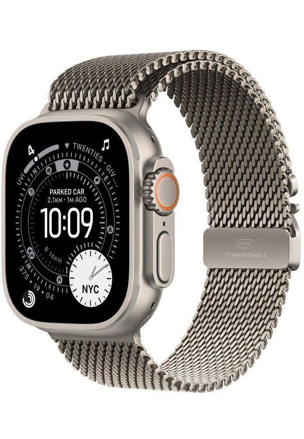 APPLE - Smartwatch Apple Watch Ultra 3 GPS + Cellular 49mm Natural Titanium / Titanium Milanese Loop M Szary (MEWY4QP/A). Rodzaj zegarka: smartwatch. Kolor: szary