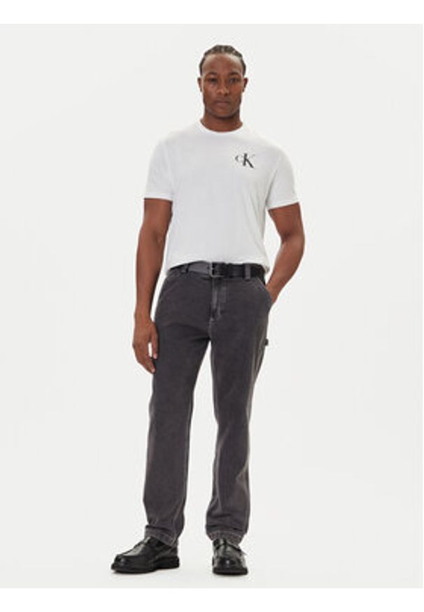 Calvin Klein Jeans T-Shirt 30s Chest Logo LV04RD865G Biały Regular Fit. Kolor: biały. Materiał: bawełna