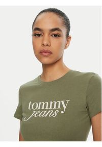 Tommy Jeans T-Shirt Essential DW0DW19447 Zielony Slim Fit. Kolor: zielony. Materiał: bawełna