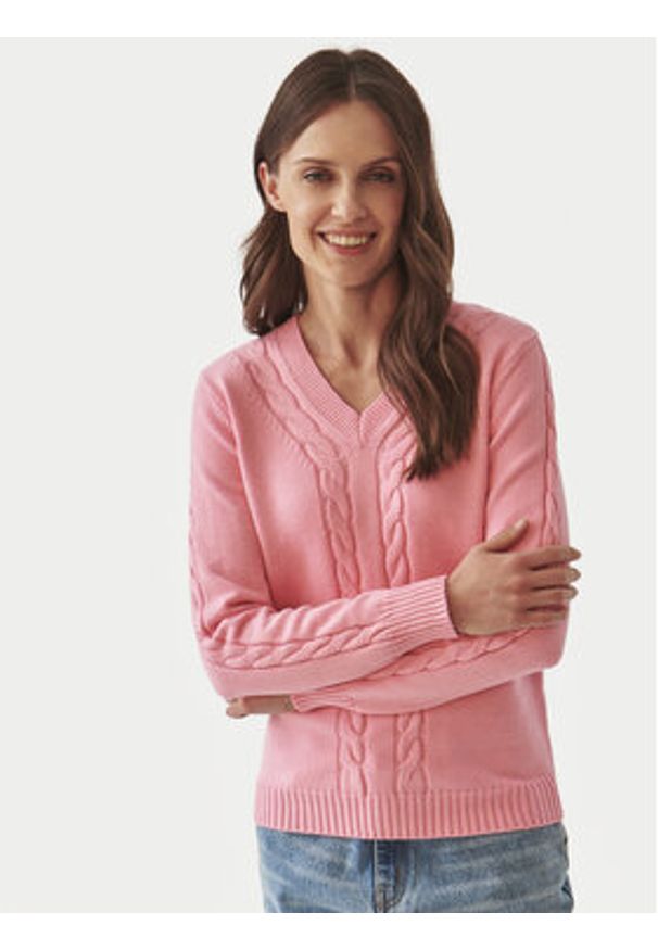 Tatuum Sweter Wira T2416.092B Różowy Regular Fit. Kolor: różowy. Materiał: wiskoza