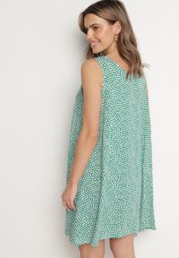 Born2be - Zielona Bawełniana Rozkloszowana Sukienka Ozdobiona Kwiatami i Guzikami Lisavella. Okazja: na co dzień, na spacer. Kolor: zielony. Materiał: bawełna. Wzór: aplikacja, kwiaty. Sezon: lato. Styl: klasyczny, casual, elegancki #5