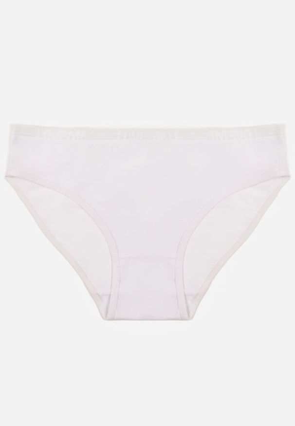 Renee - Białe Majtki Figi z Bawełny z Napisem Love Adririn. Kolor: biały. Materiał: bawełna. Wzór: napisy