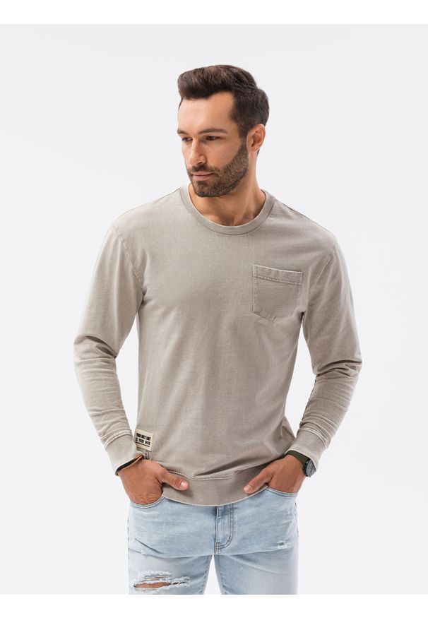 Beżowa bluza Ombre Clothing bez kaptura