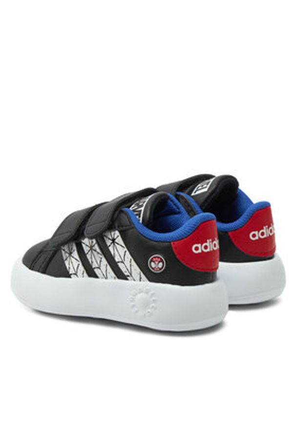 Adidas - adidas Sneakersy Marvel's Spider-Man Grand Court JS0743 Czarny. Kolor: czarny. Materiał: skóra. Wzór: motyw z bajki
