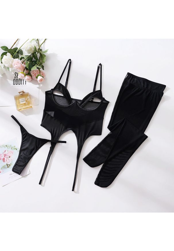 Intica - Body z prześwitującego materiału na romantyczny wieczór Rosalynne. Kolor: czarny. Materiał: materiał