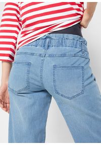 bonprix - Dżinsy ciążowe z bawełny ze stretchem i zwężanymi nogawkami. Kolekcja: moda ciążowa. Kolor: niebieski. Długość: krótkie. Wzór: aplikacja #3