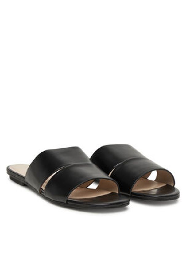 Calvin Klein Klapki Flat Slide - Lth 2 Straps HW0HW02365 Czarny. Kolor: czarny. Materiał: skóra