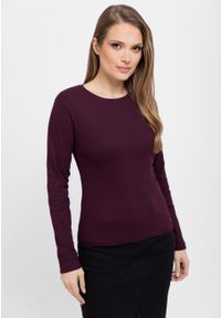 Volcano - Prążkowany longsleeve L-LOKO. Kolor: czerwony. Materiał: prążkowany. Długość rękawa: długi rękaw. Długość: długie. Wzór: aplikacja, ze splotem. Styl: klasyczny