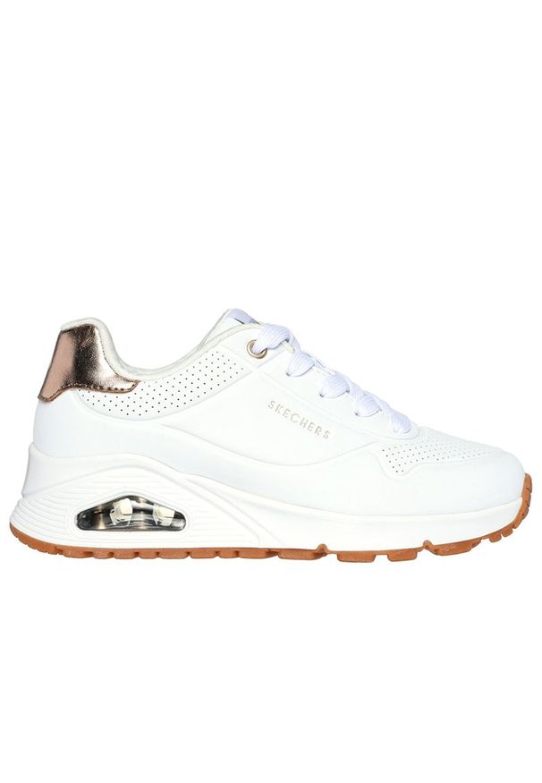skechers - Buty młodzieżowe Skechers Uno Gen 1 Shimmer Away 310545LWHT - białe. Zapięcie: sznurówki. Kolor: biały. Materiał: skóra, syntetyk, guma. Szerokość cholewki: normalna. Model: Skechers Sport