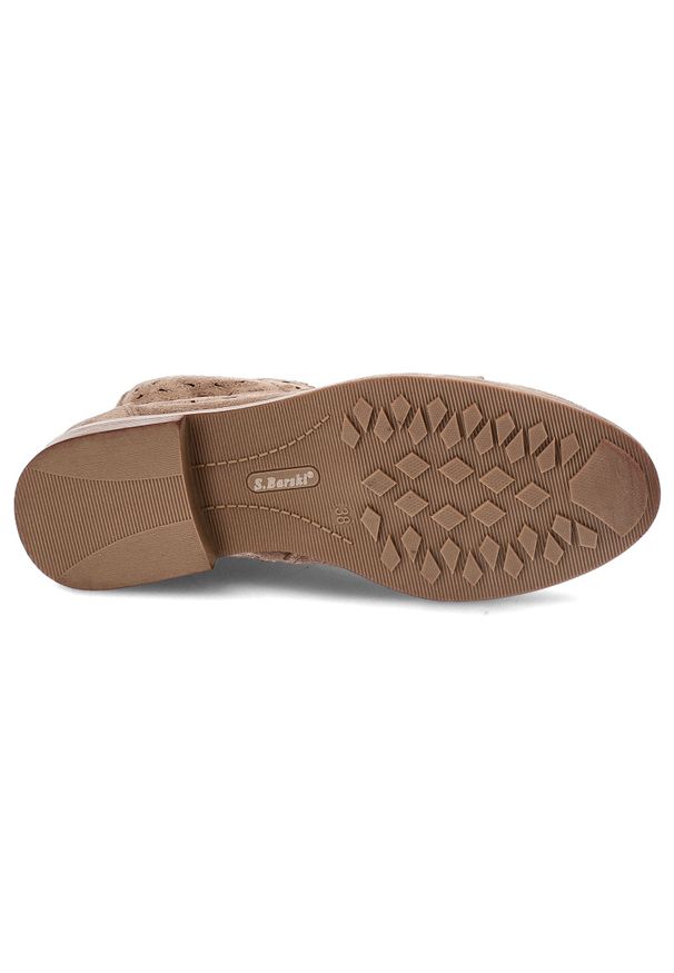 Brązowe Botki S.Barski Stylowe Obuwie Damskie. Zapięcie: sznurówki. Kolor: brązowy. Materiał: materiał. Szerokość cholewki: normalna. Wzór: ażurowy. Styl: elegancki