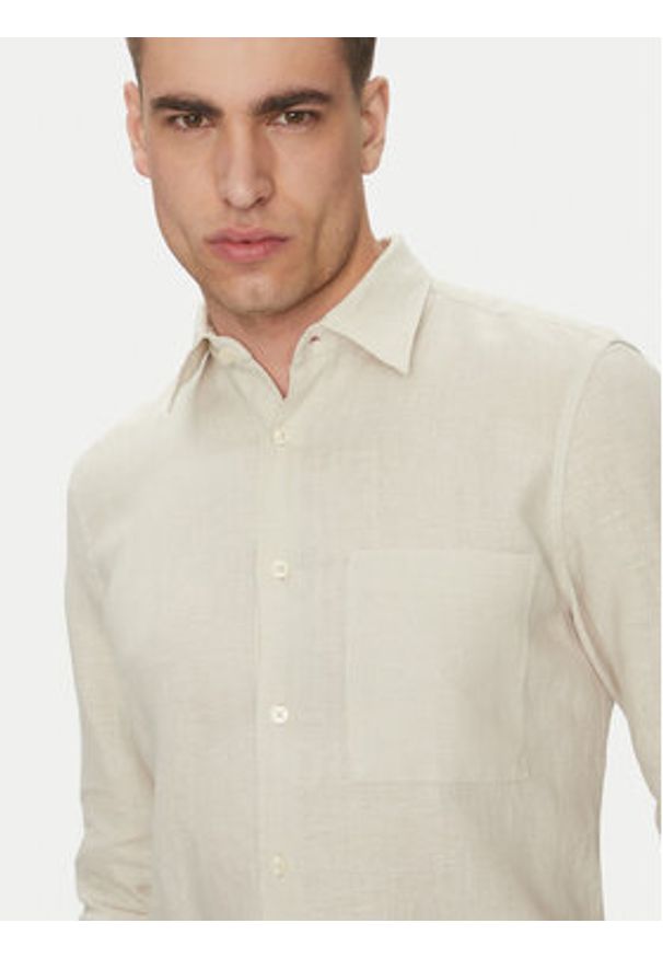 Marc O'Polo Koszula 523 7428 42318 Beżowy Regular Fit. Typ kołnierza: polo. Kolor: beżowy. Materiał: len