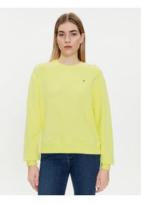 TOMMY HILFIGER - Tommy Hilfiger Bluza Flag WW0WW41246 Żółty Regular Fit. Kolor: żółty. Materiał: bawełna