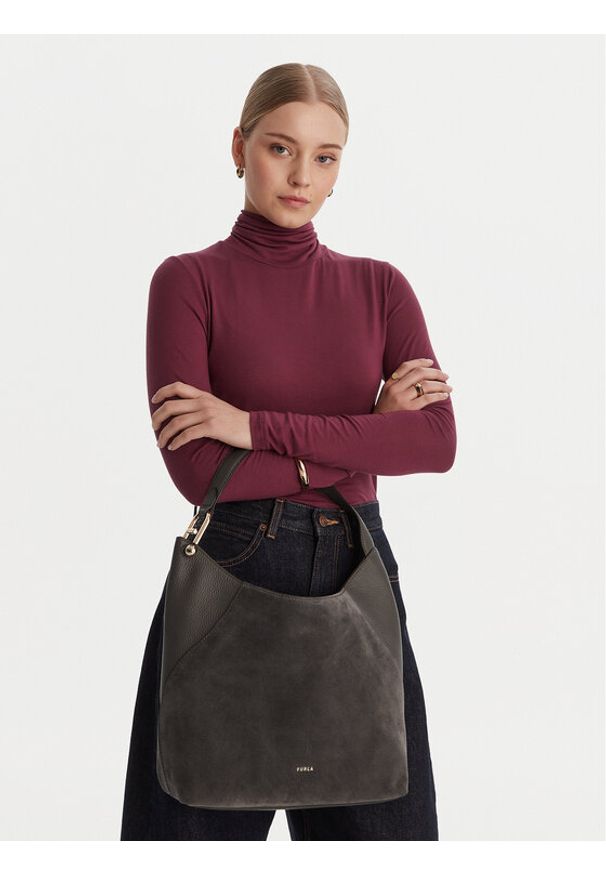 Furla Torebka Lara M WB01900 BX1895 BG 4285S Szary. Kolor: szary. Materiał: skórzane