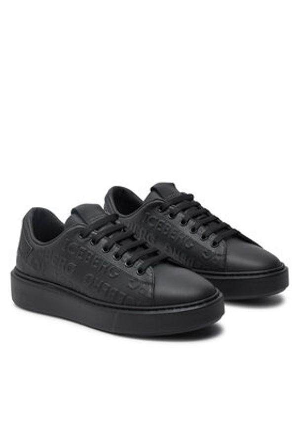 Iceberg Sneakersy Bozema ID2112 Czarny. Kolor: czarny. Materiał: skóra