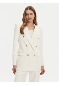 Elisabetta Franchi Marynarka GI-147-51E2 -V700 Biały Regular Fit. Kolor: biały. Materiał: syntetyk