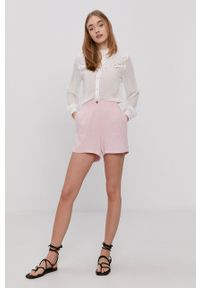 Vero Moda Szorty damskie kolor różowy gładkie high waist. Okazja: na co dzień. Stan: podwyższony. Kolor: różowy. Materiał: tkanina. Wzór: gładki. Styl: casual #3