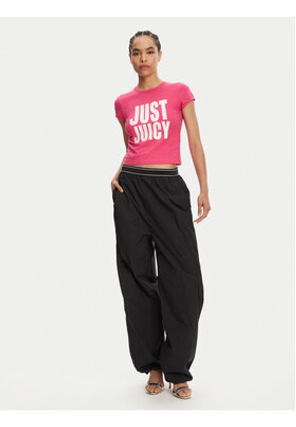 Juicy Couture T-Shirt Just Juicy JCGCT125040 Różowy Slim Fit. Kolor: różowy. Materiał: bawełna