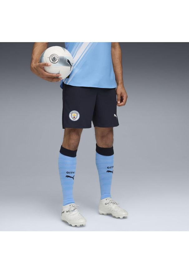 Puma - Męskie szorty Manchester City 25/26 PUMA Deep Navy Team Light Blue. Kolor: niebieski. Materiał: tkanina. Sport: piłka nożna