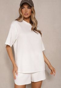 Renee - Biały Basicowy T-shirt z Bawełny Meranissea. Okazja: na co dzień. Kolor: biały. Materiał: bawełna. Styl: klasyczny, casual #2