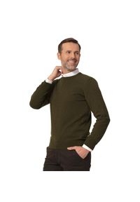 TAGART - Sweter myśliwski męski Tagart Oslo 100% wełna Merino. Kolor: zielony. Materiał: wełna. Sport: outdoor