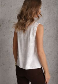 Renee - Biała Boho Koszula z Wiskozy Bez Rękawów Zdobiona Haftem Melirianne. Kolor: biały. Materiał: wiskoza. Długość rękawa: bez rękawów. Wzór: haft, aplikacja. Sezon: lato. Styl: boho #8