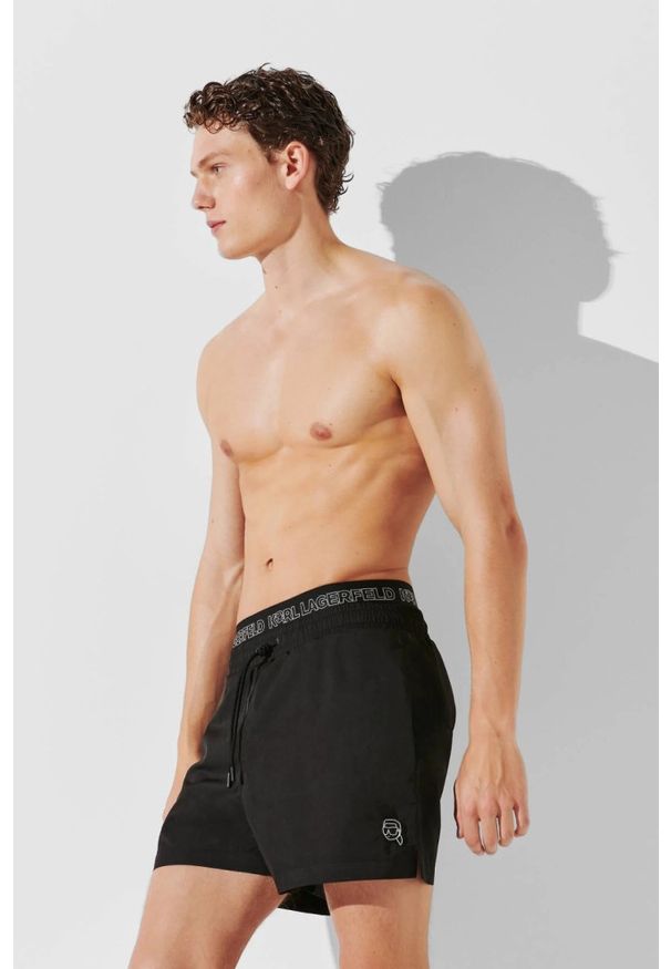 Karl Lagerfeld - KARL LAGERFELD Czarne kąpielówki męskie Ikon, Rozmiar S. Kolor: czarny
