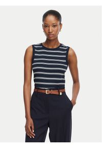TOMMY HILFIGER - Tommy Hilfiger Top Multistripe WW0WW50025 Granatowy Slim Fit. Kolor: niebieski. Materiał: bawełna #1