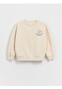 Reserved - Bluza z nadrukiem Snoopy - beżowy. Kolor: beżowy. Materiał: bawełna, dzianina. Wzór: nadruk