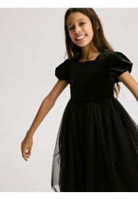 Reserved - Sukienka z łączonych materiałów - czarny. Kolor: czarny. Materiał: materiał #1