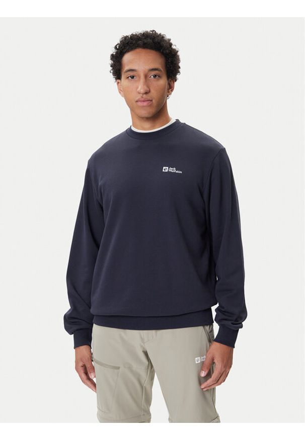 Jack Wolfskin Bluza Essential A63843 Granatowy Regular Fit. Kolor: niebieski. Materiał: bawełna