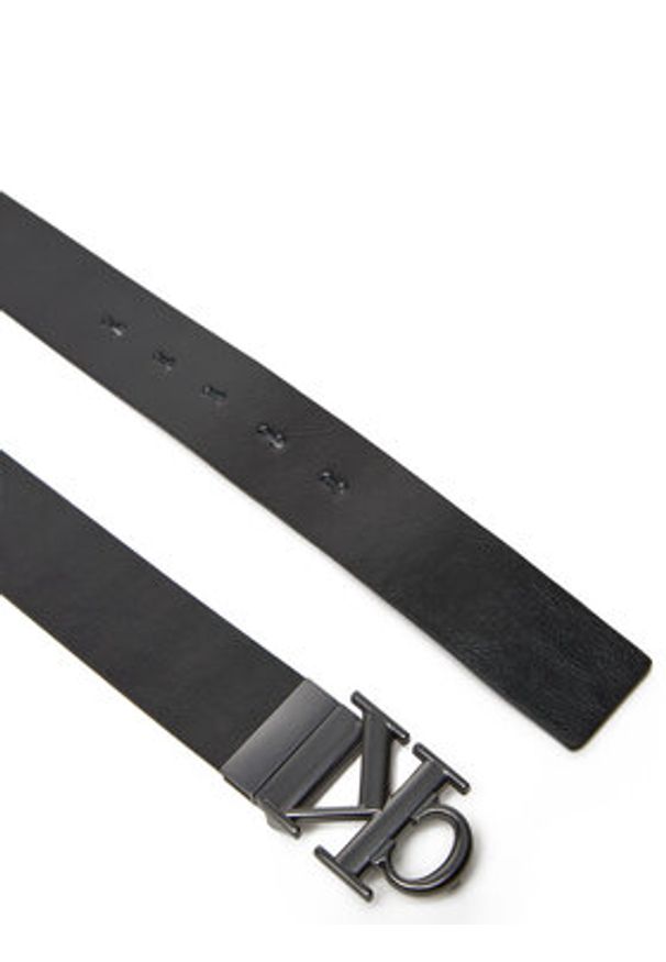 Calvin Klein Jeans Pasek Męski Monogram Plaque Buckle 35Mm Adj/Rev LV04G7033G Czarny. Kolor: czarny. Materiał: skóra
