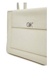 Calvin Klein Torebka Ck Medium Shopper_Tex K60K613178 Biały. Kolor: biały. Materiał: skórzane