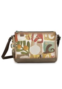 Torebka damska Anekke, elegancka mała z regulowanym paskiem i 3 komorami, multikolor, 42713-184. Kolor: brązowy. Wzór: aplikacja. Dodatki: z breloczkiem. Materiał: zdobione. Styl: elegancki #1