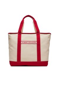 TOMMY HILFIGER - Tommy Hilfiger Torebka Th Summer Canvas Tote AW0AW17421 Beżowy. Kolor: beżowy