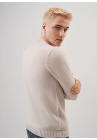 Ochnik - Sweter beżowy męski. Kolor: szary. Materiał: akryl