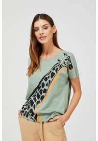 MOODO - T-shirt z nadrukiem żyrafy. Materiał: poliester, bawełna. Długość rękawa: bez rękawów. Wzór: nadruk