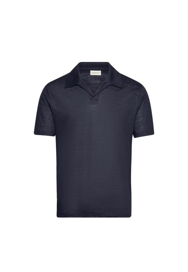 GANT - Koszulka polo męska Gant Linen Ss Polo. Typ kołnierza: polo. Kolor: niebieski. Materiał: len