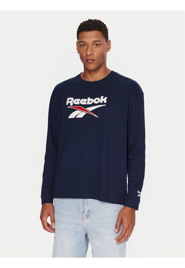 Reebok Longsleeve RK25155CCM Granatowy Regular Fit. Kolor: niebieski. Materiał: bawełna. Długość rękawa: długi rękaw