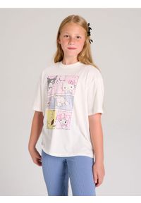 Sinsay - Bawełniana koszulka z nadrukiem Hello Kitty - kremowy. Kolor: kremowy. Materiał: bawełna. Wzór: nadruk, motyw z bajki #1