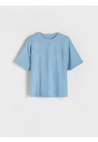 Reserved - Bawełniany t-shirt oversize - niebieski. Kolor: niebieski. Materiał: bawełna #1