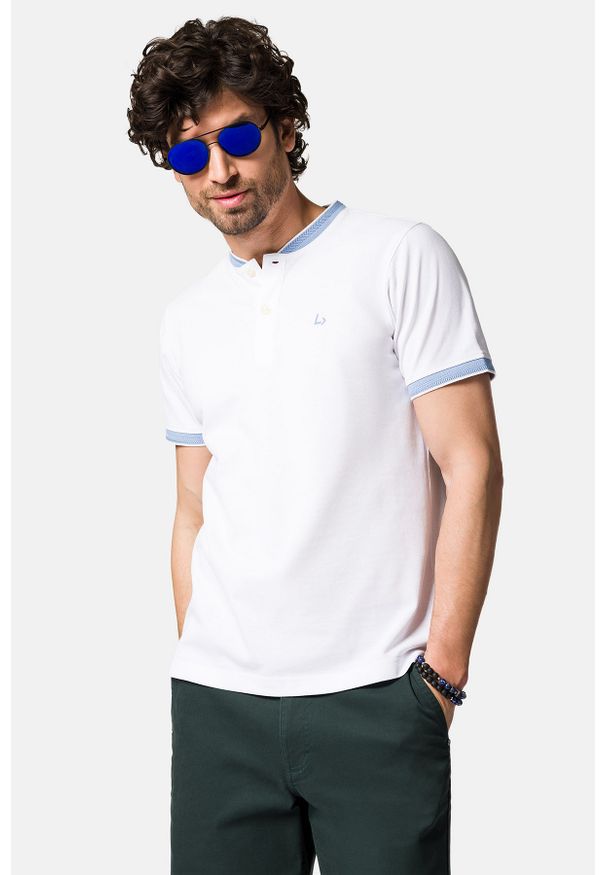 Lancerto - Koszulka Polo Bawełniana Biała Chad. Typ kołnierza: polo. Kolor: biały. Materiał: bawełna