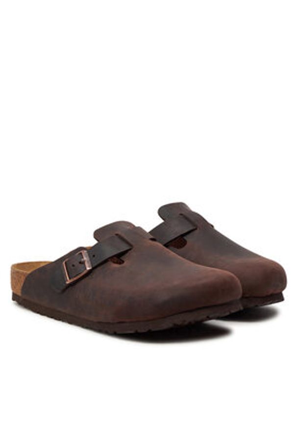 Birkenstock Klapki Boston 159711 Brązowy. Kolor: brązowy. Materiał: skóra