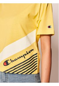 Champion T-Shirt C Logo Ribbed Cuffed 112765 Żółty Regular Fit. Kolor: żółty. Materiał: bawełna
