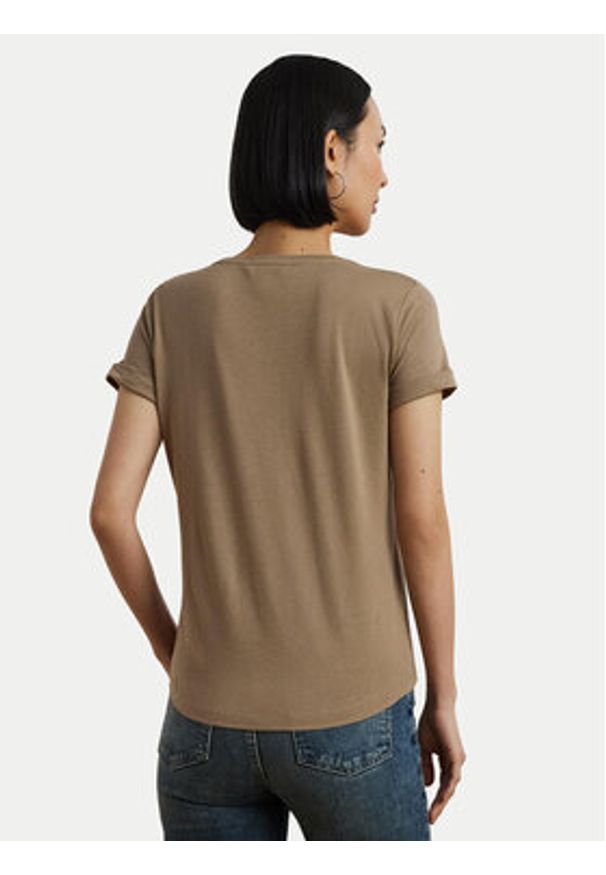 Lauren Ralph Lauren - LAUREN RALPH LAUREN T-Shirt 200963905002 Beżowy Relaxed Fit. Kolor: beżowy. Materiał: bawełna